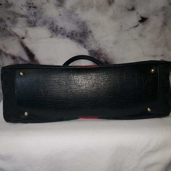 Gucci black monogram horsebit striped purse - Picture 11 of 16